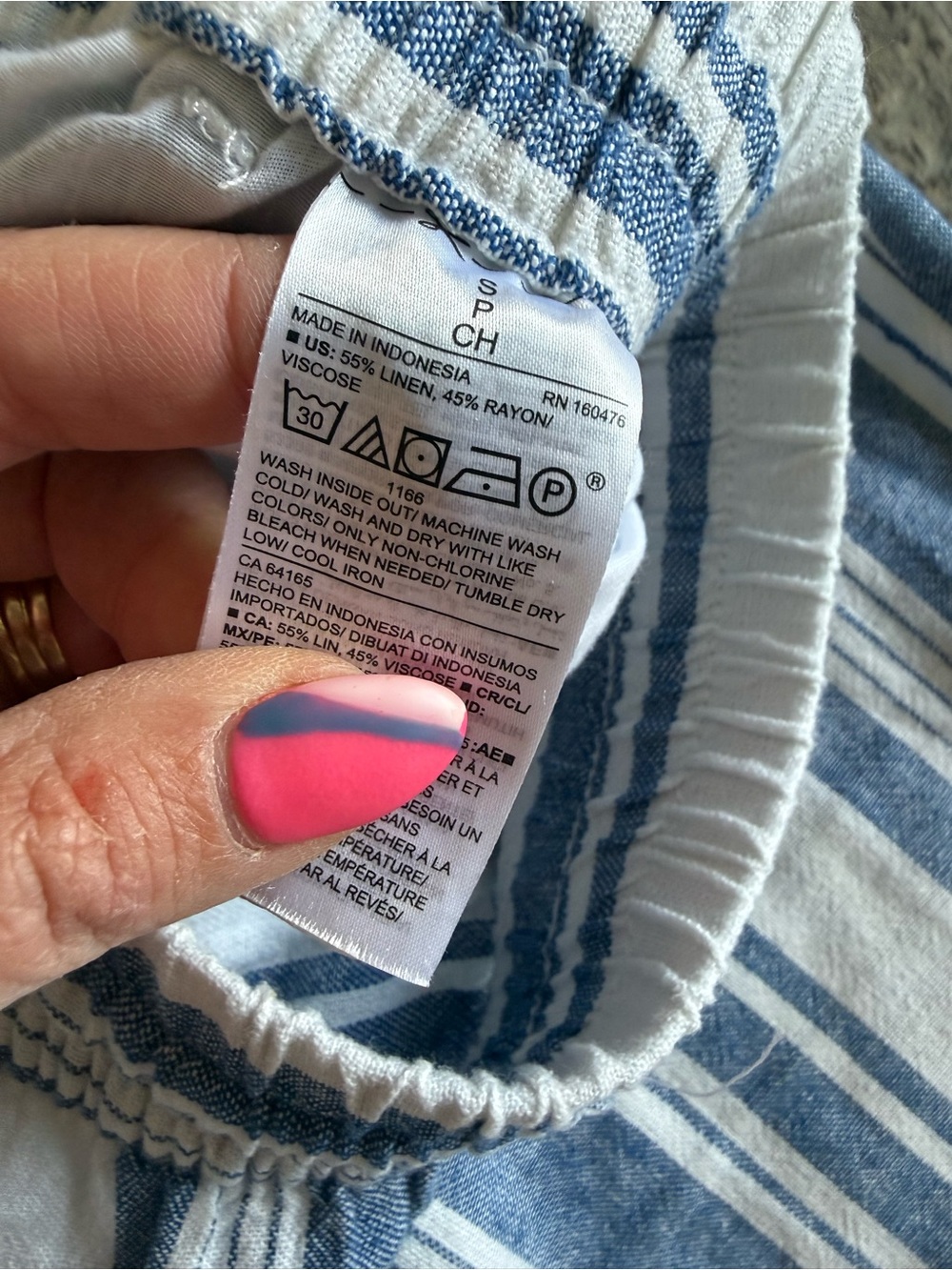2 for $20 sale: Old navy wide leg blue white striped linen blend beach pants - S - Picture 5 of 6